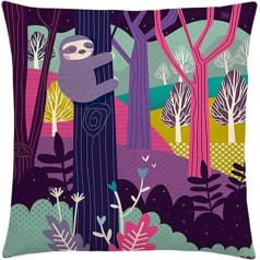 The Beach Stop Beautiful Exotic Animals Kissen Kissenbezug, weich, Textil, Sloth Pink, 45 x 45 cm