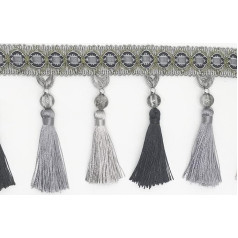 LKSGJSNB Vorhang Fransen Trim, Fransen Trim, 12 Meter, Quastenbesatz for Vorhänge, geflochtene Hängeperlen, dekorative Borte, Nähen, Basteln, Stoffbandbesatz(Gray)