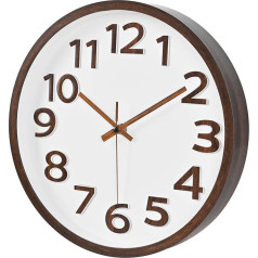 Crosstime Wood Grain Wall Clock 12 Inch Silent Non Ticking Modern Wall Clocks Battery Operated for Living Room Kitchen Bedroom Office Home Decor