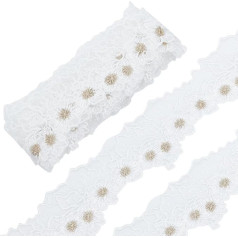 FREEBLOSS 5 Yards Spitzenbesatz Mit Blumenstickerei DIY Spitzenbesatzband Wasserlösliches Spitzenbesatzband Dekorativer Besatz Zum Nähen Spitzenband Zur Verzierung von Hochzeitskleidern Weiß