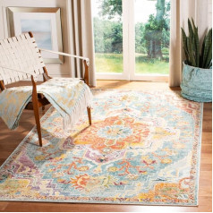 SAFAVIEH Boho Rug for Living Room, Dining Room, Bedroom - Crystal Collection, Short Pile, Teal and Orange, 122 x 183 cm