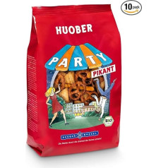 Huober Bio Party Savory Salt Pastry Mix with Mini Pretzels, Sesame Crackers and Poppy 