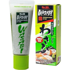 S&B Wasabi Original Japanese Horseradish Paste in Tube - Seasoning and Marinating Food - With 4.5% Wasabi - 1 x 90g