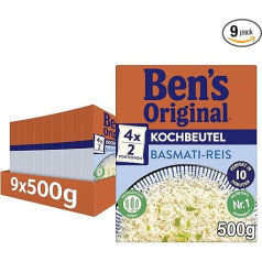 Ben's Original Basmati Rice, 10 Minute Cooking Bags, 9 Packs (9 x 500 g)