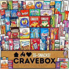 CRAVEBOX Snack-Box, Sortimentspackung, Pflegepaket (55 Stück) Valentinstag Leckereien Geschenkkorb Boxen Pack Erwachsene Kinder Enkel Jungs Mädchen Frauen Männer Freund Süßigkeiten Geburtstag Kekse