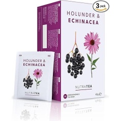 Nutra Tea Elderberry & Sun Hat, Immune & Cold Tea, Immune System Support Tea, Fight Colds, 60 Reusable Tea Bags, Natural Herbal Tea