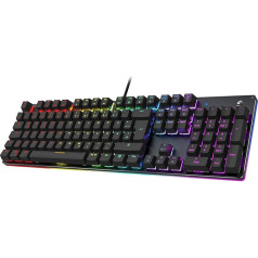 Black Shark Mechanical Gaming Keyboard RGB Lighting, QWERTZ German Layout, Blue Switches, Anti-Ghosting 105 Keys, Metal Plate, Fully Programmable Gaming Keyboard, for PC Gamers