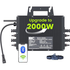 RC Micro Inverter 2000W, 26-60V DC Input, PV Module Inverter, MPPT Micro Power Converter, Supports WiFi Remote Monitoring, 0% VAT