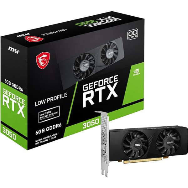 MSI GeForce RTX 3050 LP 6G OC - 6GB GDDR6 Memory, 96-bit, 14 Gbps