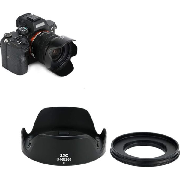 JJC Lens Hood with 40.5mm Adapter Ring for Sony FE 28-60mm F4-5.6, 16-50mm F3.5-5.6 Lens + A7 A7C A7R A7S A9 A6600 A6500 A6000 A6000 Camera