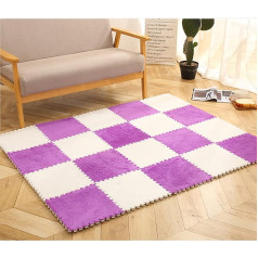 Pack of 10 Thickened Plush Foam Interlocking Floor Mat, 12 x 12 Inch Fluffy Square Foam Floor Tiles, Soft Non-Slip Interlocking Foam Tiles for the Bedroom