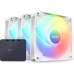 NZXT F120 RGB Core Triple Pack - 3 x 120mm Hub Mounted RGB Fans with RGB Controller - 8 Individually Addressable LEDs - Semi Transparent Blades - High Static Pressure and Airflow -