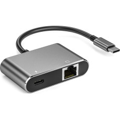 USB C to RJ45 LAN Ethernet Gigabit Network Adapter with Chippset AX88179 with 100W PD Charging for Windows/iOS/iPadOS/MacOS/Linux
