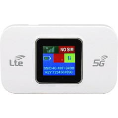 4G LTE Mobile Wi-Fi, 300 Mbit/s Fast Portable WLAN Hotspot with SIM Slot Connection with Up to 10 Devices, WPA2 WLAN Encryption, for Asians