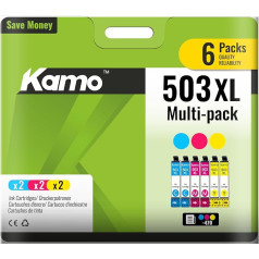 kamo 503 XL Printer Cartridges Compatible with Epson 503 503XL Cartridges Multipack (2 x Cyan, 2 x Magenta, 2 x Yellow) for Expression Home XP-5200 XP-5205, Workforce WF-2960DWF WF-2965DWF
