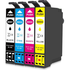 Yongairuink Remanufactured T0556 Printer Cartridges Replacement for EPS T0551 T0552 T0553 T0554 for EPS Stylus Photo R240 R245 RX420 RX425 RX520 Printers (Black, Cyan, Magenta, Yellow)