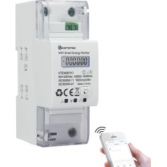 KETOTEK WLAN Electricity Meter DIN Rail 1 Phase Bidirectional Power Consumption Meter for Balcony Power Plant 5 (65) A 90-250 V Digital LCD Energy Cost Meter KWh Meter