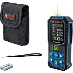 Bosch Professional Laser Rangefinder GLM 50-23G (Green Laser, Tilt Sensor, Range: up to 50 m, Robust, IP65, ± 1.5 mm*, 2 x AA Battery, Loop, Bag)