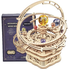 RoWood 3D Puzzle Starry Night Music Box Made of Wood with Gear Drive, DIY Wooden Puzzle Model Kit, Craft Sets for Adults, Birthday / Christmas Gift