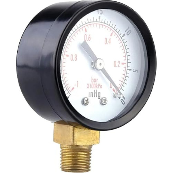 Vacuum Pressure Gauge 1/4 Inch NPT-30HG/0PS Vacuum Pressure Gauge Mini Dial Double Scale Dial Dial Gauge 1/4 0PS Vacuum Pressure Gauge 1 Piece (BSP Type 2)