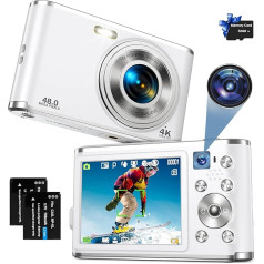 AutoFocus 4K Digital Camera with Dual Camera, Digital Camera with 32 GB Card, 16 x Digital Zoom, 2.8 Inch Large Screen, Vlogging Camera, Portable Compact Camera for Beginners