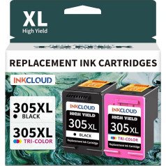 INKCLOUD 305XL Printer Cartridges Compatible with HP 305 Printer Cartridges for DeskJet 2700 2710 2720 DeskJet Plus 4110 4120 Envy 6010 6020 Envy Pro 6400 6420 (1 Black and 1 Colour)