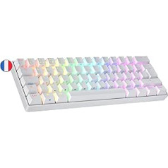 Ranked S60 Supernova Mechanical 60 Percent Keyboard, Hotswap Gaming Keyboard, 62 Keys with RGB Lighting, PC/Mac Gamer, AZERTY French (White, Gateron Optical Speed Yellow)