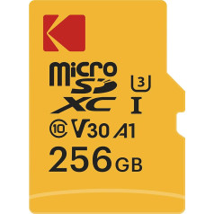 Kodak Ultra MicroSD Memory Card 256GB UHS-I U3 V30 A1 Read Speed up to 95MB/s and Write Speed up to 85MB/s + SD Adapter