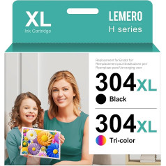 Lemero 304XL Cartridges Compatible with HP 304 XL Printer Cartridges for HP DeskJet 3750 2630 3760 Envy 5030 5000 5032 5010, Black and Colour