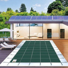 Happybuy Pool Safety Cover 16 x 32 ft Rectangle in Ground Safety Pool Cover Green Mesh Solid Pool Safety Cover for Swimming Pool Winter Safety Cover