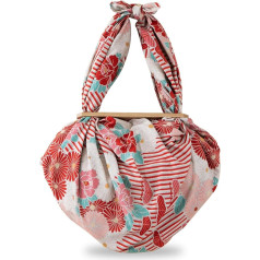 Furoshiki Diaper Bag and Handle Set (Retro Flower Red/39.4