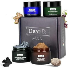 Dear D. Box Kit Skin Care for Superior Face | 4 Step Routine with Face Wash, Face Scrub, Moisturiser, Eye Contour Cream | Set Skin Creams for Men Made in Italy