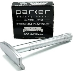 Parker SoloEdge Single Edge Safety Razor with 100 Parker Platinum Single Edge Razor Blades Included