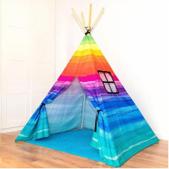 NUBUNI Teepee Tent for Children Watercolour | Tippi Children's Tent Boy | Children's Teepee Indoor | Children's Teepee Tent | Tippi Children's Tent with Floor Mat and Storage Bag