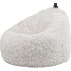 Icon Classic Fluffy Faux Fur Bean Bag Adult with Filling, Indoor Bean Bag Cuddly Large (Natural, Bean Bag Chair)