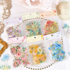 Scrapbooking Stickers Accessories 240 Pieces Stickers Aesthetic 6 Themes Nature Plants and Flowers Stickers Girls Bullet Journaling Vintage Stickers for Photo Album, Crafts, Calendar, DIY Art, Laptop