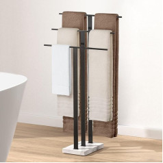 KES BTH217S3-BK Towel Rail Standing Bath Towel Holder 3 Bars Towel Stand Freestanding Marble Stainless Steel 18/8 Towel Stand