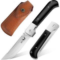 Golden Bird Pocket Knife, Sharp Steel Pocket Knife, Outdoor, 440C Stainless Steel Hunting Knife, Bushcraft Knife, Survival Knife, Folding Knife Outdoor with Leather Holster 58HRC