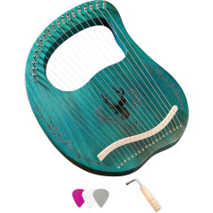 Lyre Harp, KOCAN 19-String Wooden Lyre Harp Resonance Box String Instrument with Tuning Key, 3 Picks, Stickers, Additional Set of Strings