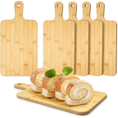 Wooden Chopping Board, Serving Board with Handle, Cutting Boards for Pizza, Bread, Cheese, Charcuterie, Fruits, Vegetables, 5 Pieces (40 x 20 cm)