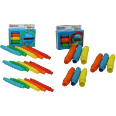 alldoro 60333 Flexi Set of 24, 2 Sizes and Lengths, XXL Bundle Play Set for Nursery, Occupational Therapy, Hospital & Children's Birthday, Plastic Tubes Flexible, Flexible and Pluggable, 24 Tubes Mix