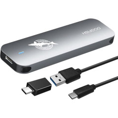 Dogfish Portable External SSD 1TB Ngff 2242/2260/2280 Grey Metal USB 3.1 Type-C Ultra Lightweight External Mini Breathable SSD for Mac/Windows/Android/Linux (up to 6Gbps, with LED)