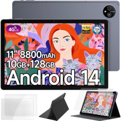 Ulefone Tab A11 Tablet Android 14 2024, 10GB+128GB/2TB SD 11 Inch Octa-Core 8000mAh/18W 16MP + 8MP Tablets PC Without Contract 4G LTE Dual SIM/5G WiFi/BT5.2/GPS OTG Widevine L1 Including Case and