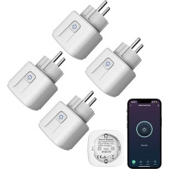 Smart Plug Zigbee Smart Outlet: Smart Socket with Timer & Countdown Function, Tuya App and Voice Control, Energy Monitor, ZigBee Hub Required, Smart Switch Works with Alexa (Zigbee, Pack of 4)