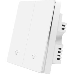ZigBee Smart Light Switch, 1 Piece, Works with Alexa Google Home, Push Button Switch with Backlight, Neutral Wire Required, Zigbee Hub Required, 2 Gang
