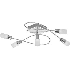 Reality Leuchten LED Ceiling Light Chrome and Brushed Aluminium Wiped Glass with 5x E14 / 4 W LED 300 lm / 3,000 K White R67415105