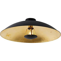 Qazqa - Modern Vintage Ceiling Light I Ceiling Light I Lamp I Light Black with Gold I Brass 60 cm - Emilienne Novo I Living Room I Bedroom - Steel Round - LED Suitable E27