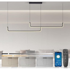 BRIMETI Pendant Light Dining Table Black Dimmable 120 cm Dining Table Lamp Height Adjustable Dining Room Lamps 36 W Pendant Light with Remote Control App LED Pendant Lamp for Living Room Dining Room