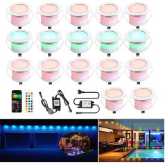 LED Recessed Ground Lights for Outdoor Use, DC 12 V, 1 W, 45 mm in Diameter, Set of 10