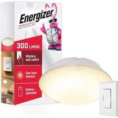 Energizer 58823-T1 Battery Operated Wireless Wall Switch Remote Control 300 Lumens Ceiling Light without Electricity Perfect for Closets, Laundry Room, Garage, Shed and More